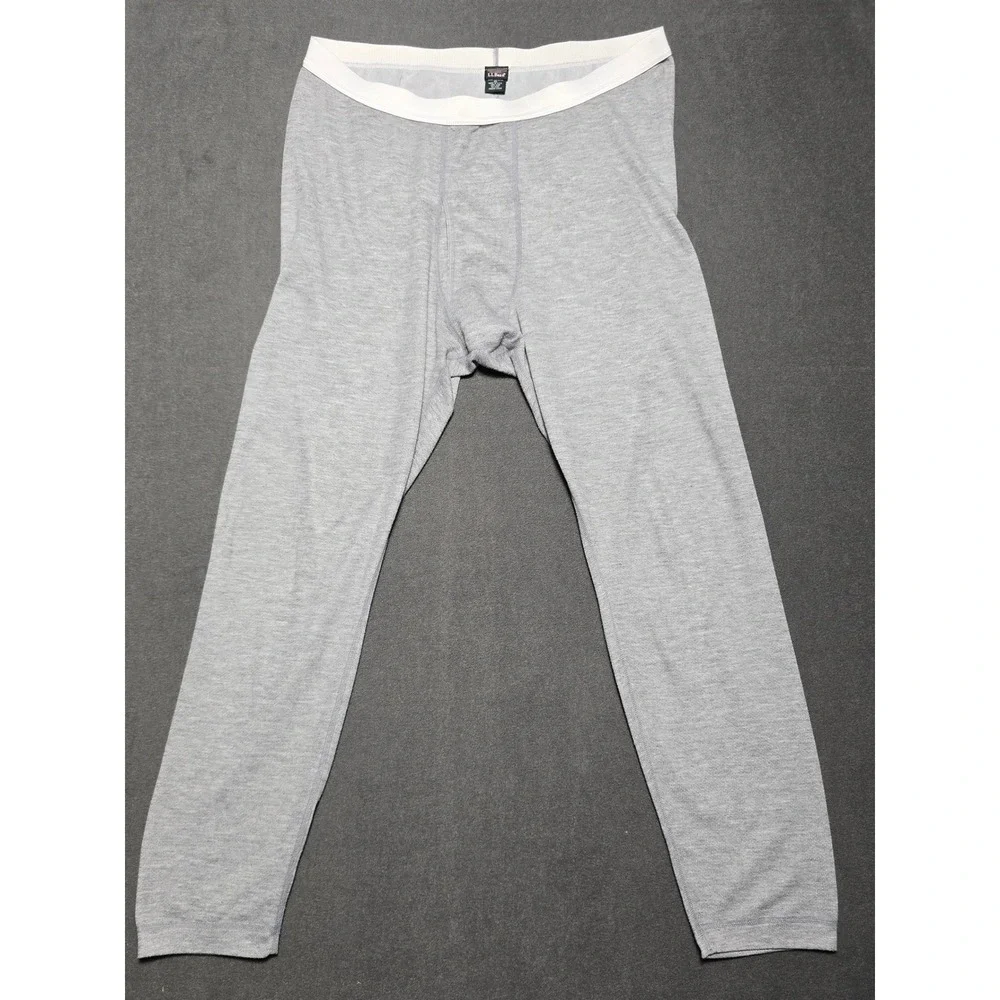 LL Bean Mens XL Gray Regular Thermal Underwear Pants‎ USA Made Baselayer